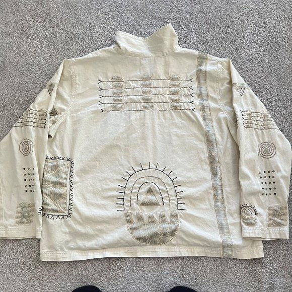 Vintage Brownstone Studio Unique Embroidered Boho Cottage Top w Oyster Buttons - Picture 9 of 13